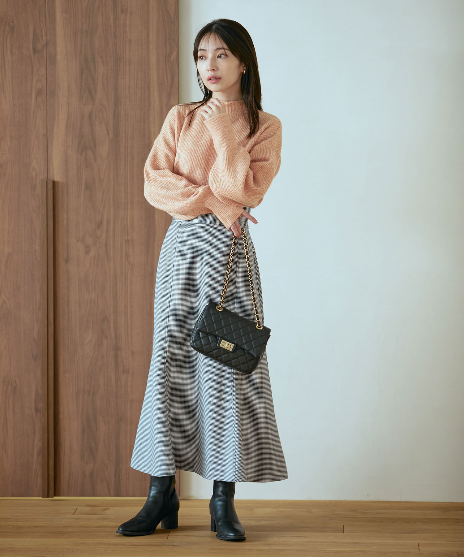 VIS「【洗える】ミドルゲージメランジ畦ハイネックニット」|ニット・セーター|