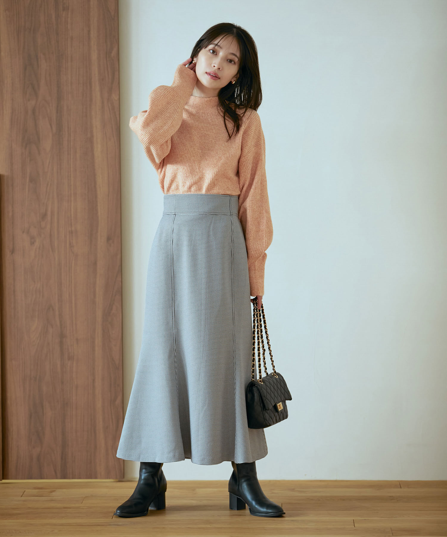 VIS「【洗える】ミドルゲージメランジ畦ハイネックニット」|ニット・セーター|