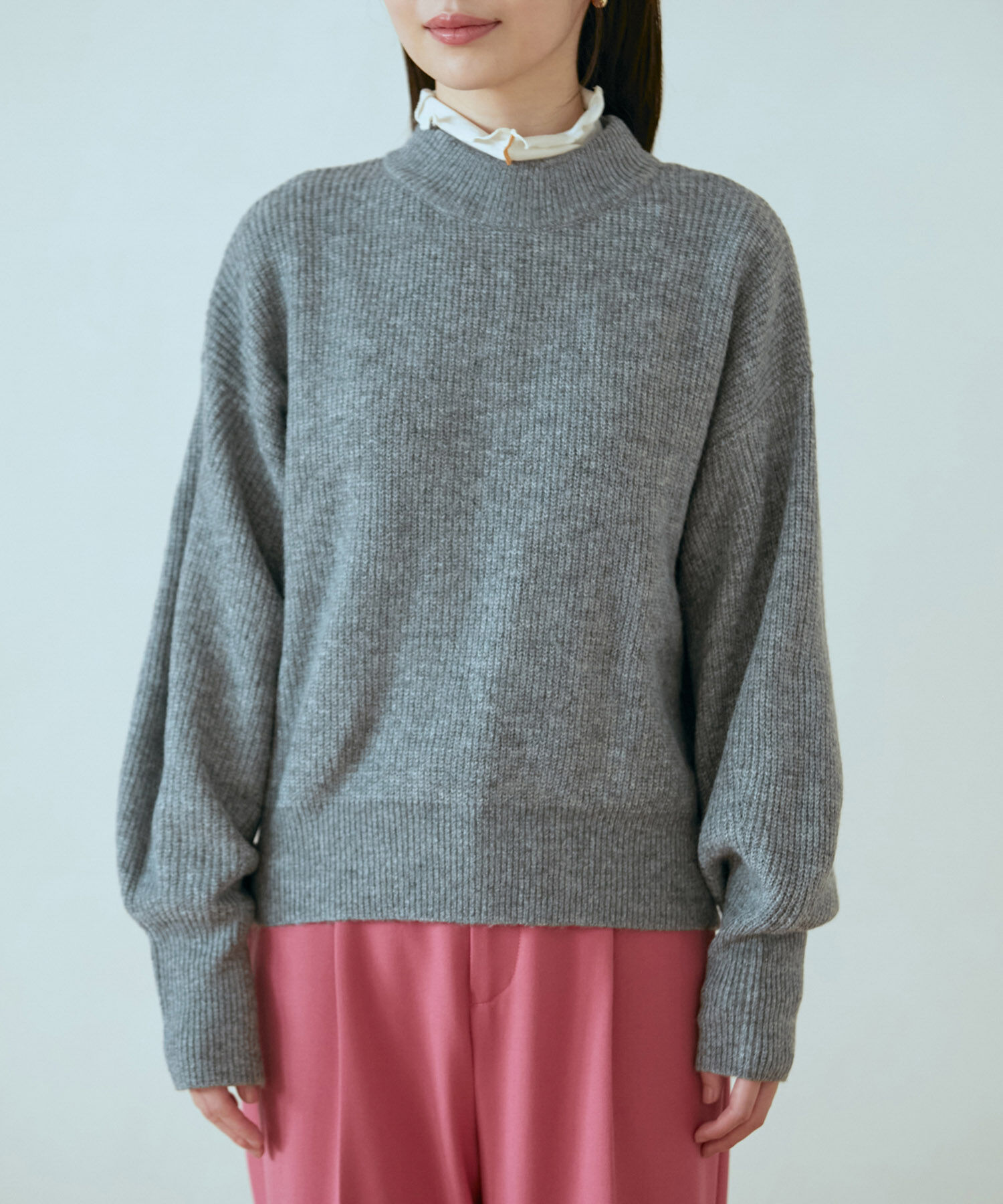 VIS「【洗える】ミドルゲージメランジ畦ハイネックニット」|ニット・セーター|