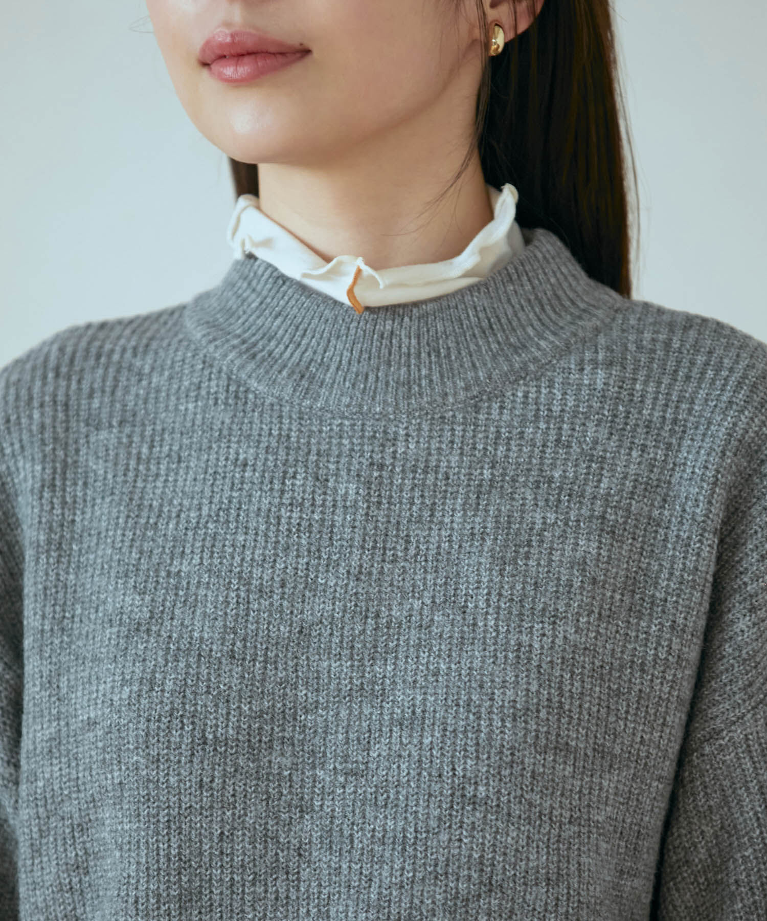 VIS「【洗える】ミドルゲージメランジ畦ハイネックニット」|ニット・セーター|