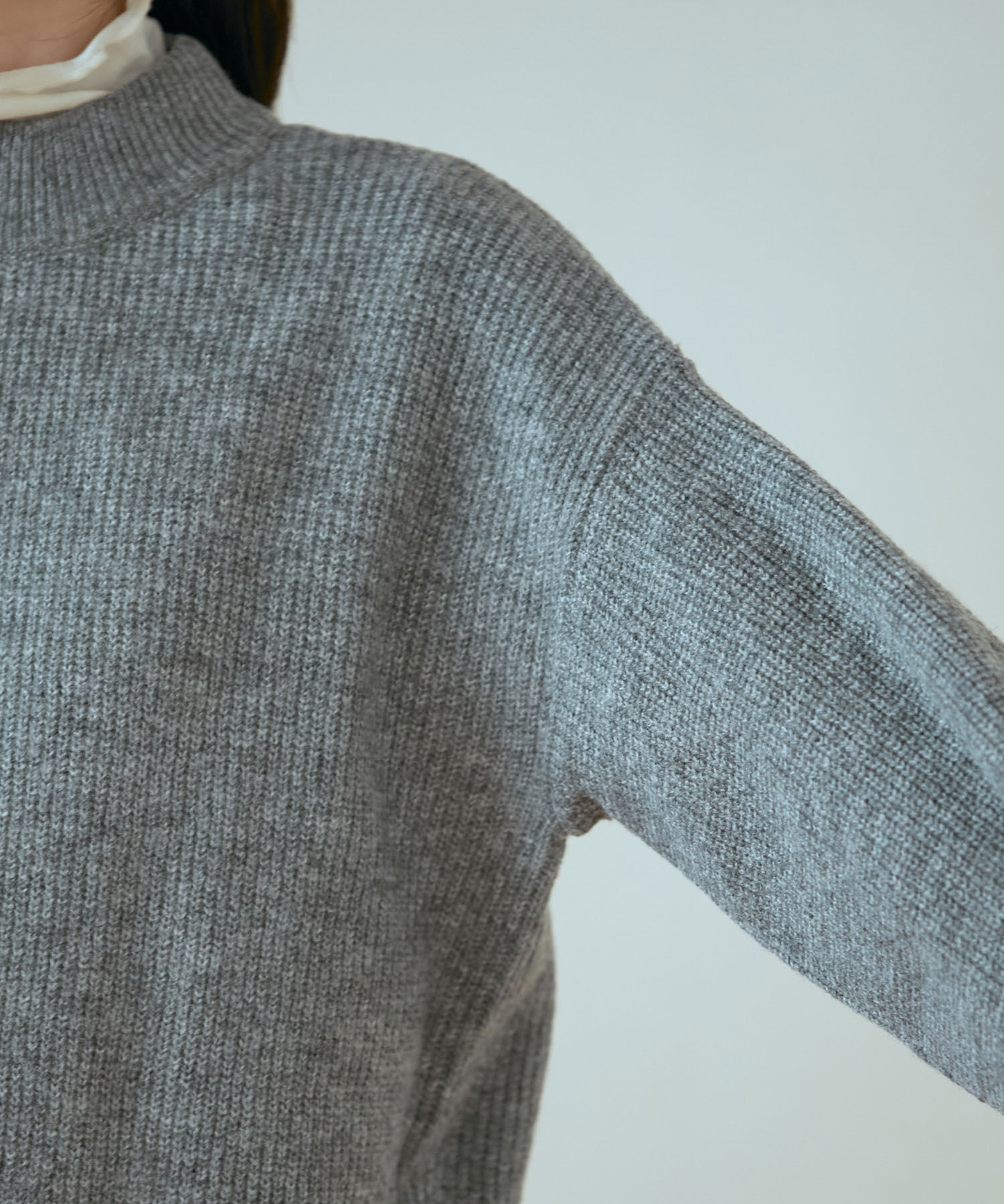 VIS「【洗える】ミドルゲージメランジ畦ハイネックニット」|ニット・セーター|