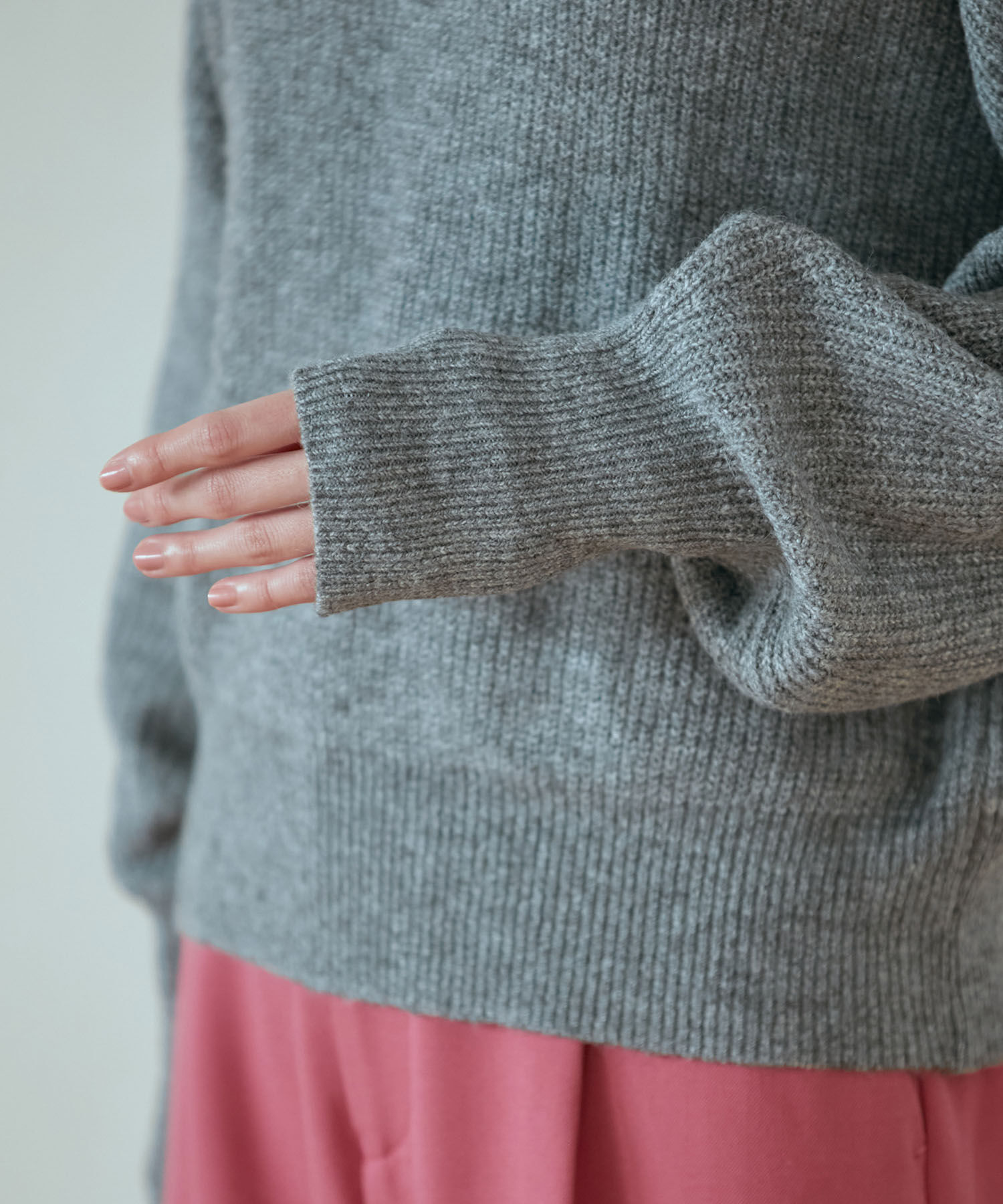 VIS「【洗える】ミドルゲージメランジ畦ハイネックニット」|ニット・セーター|