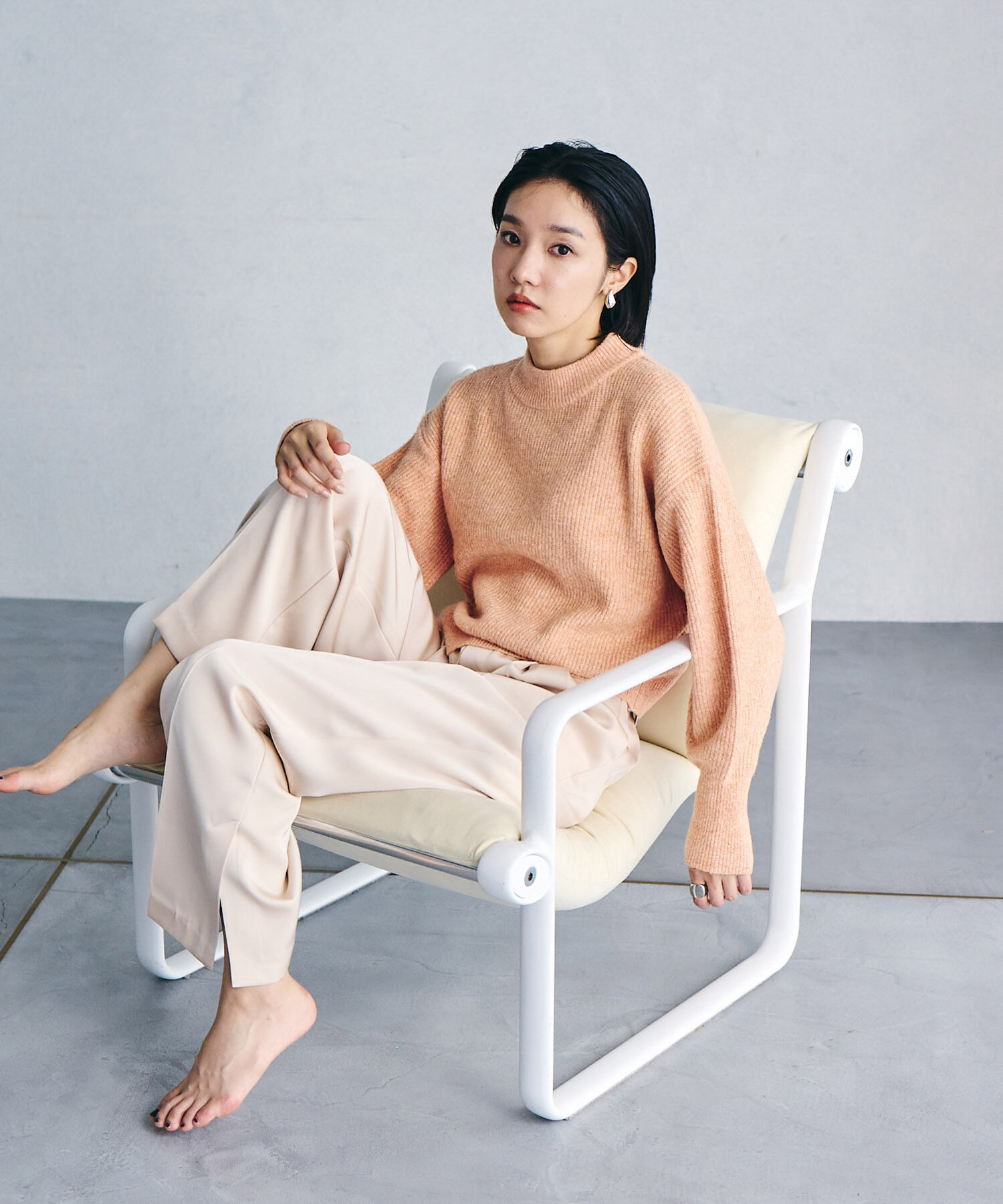 VIS「【洗える】ミドルゲージメランジ畦ハイネックニット」|ニット・セーター|