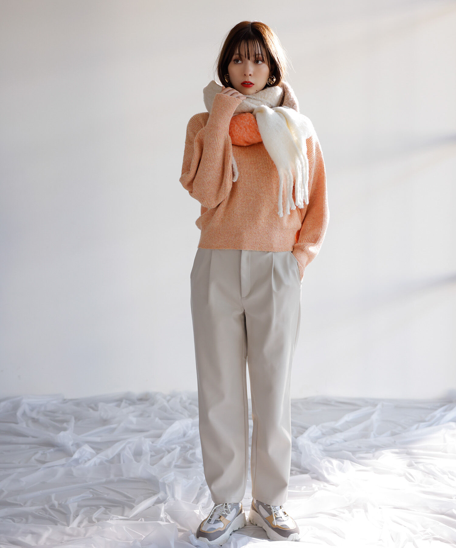 VIS「【洗える】ミドルゲージメランジ畦ハイネックニット」|ニット・セーター|