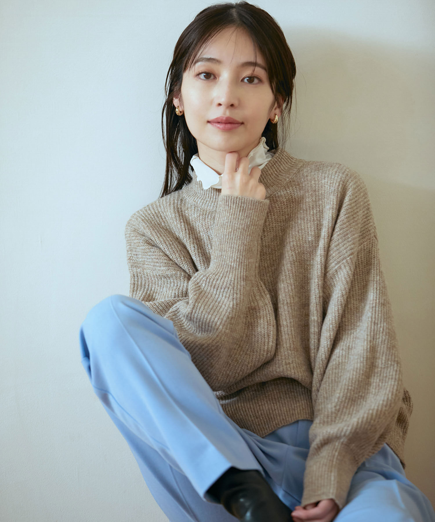 VIS「【洗える】ミドルゲージメランジ畦ハイネックニット」|ニット・セーター|