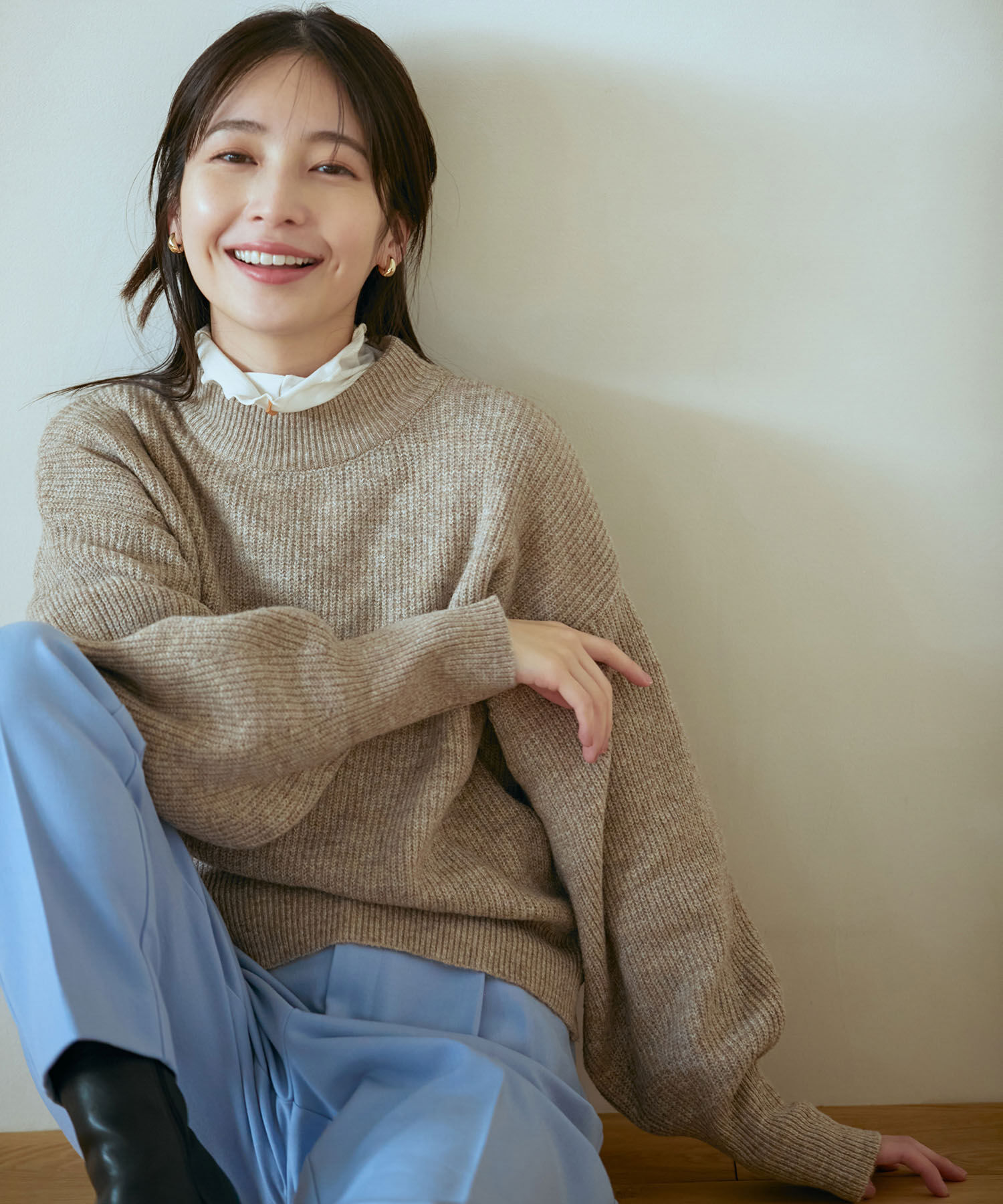 VIS「【洗える】ミドルゲージメランジ畦ハイネックニット」|ニット・セーター|