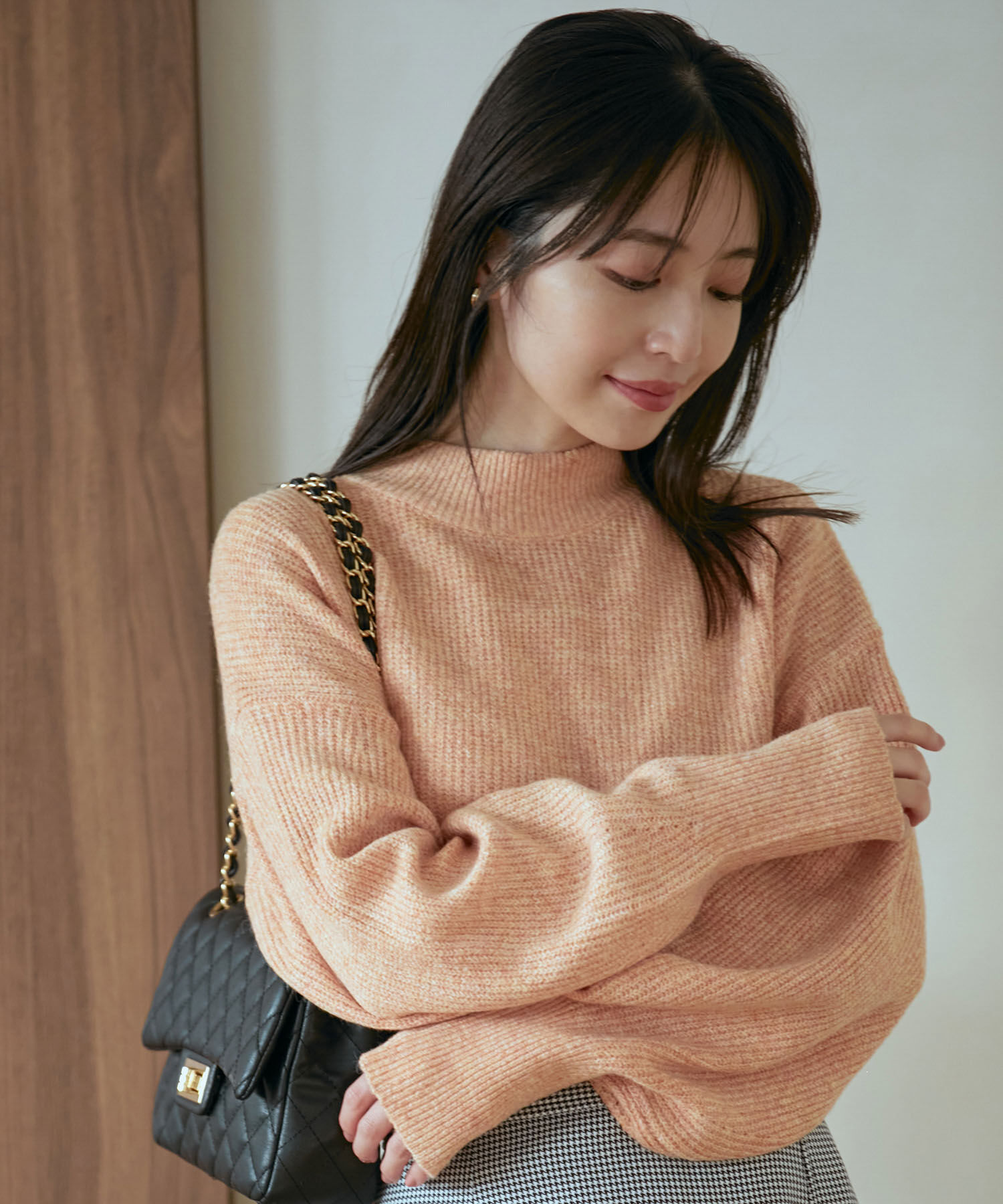 VIS「【洗える】ミドルゲージメランジ畦ハイネックニット」|ニット・セーター|