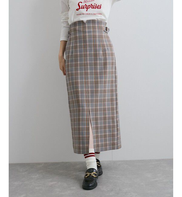 VIS「【美easy】コンフォートツイルウエストデザインIラインスカート【洗える/防シワ/UVケア】」|スカート|グレーサブ