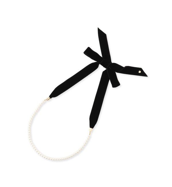 VIS「ベロアリボンガラスパールネックレス」|ネックレス|