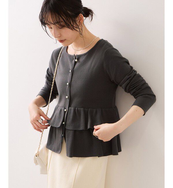 VIS「ティアードペプラムニットカーディガン」|カーディガン|チャコール(06)