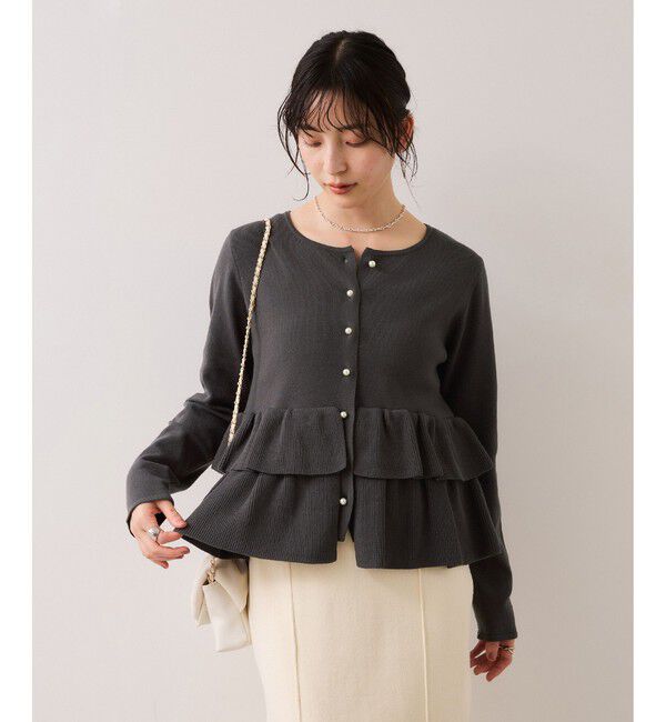 VIS「ティアードペプラムニットカーディガン」|カーディガン|