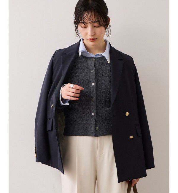 VIS「モールベロアケーブルカーディガントップス/イージーケア」|カーディガン|