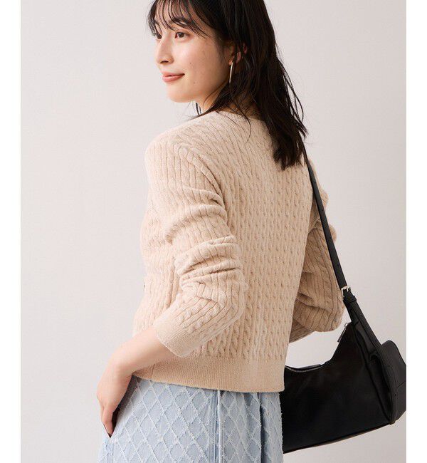 VIS「モールベロアケーブルカーディガントップス/イージーケア」|カーディガン|
