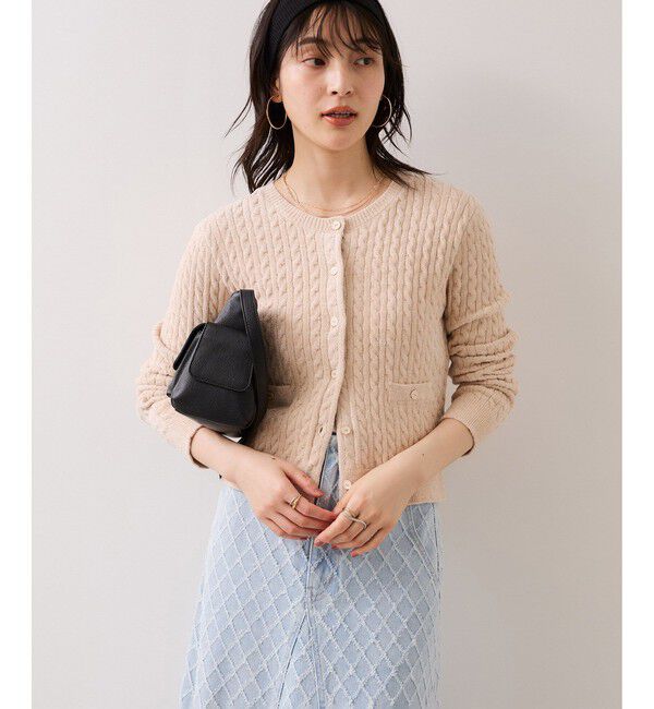 VIS「モールベロアケーブルカーディガントップス/イージーケア」|カーディガン|