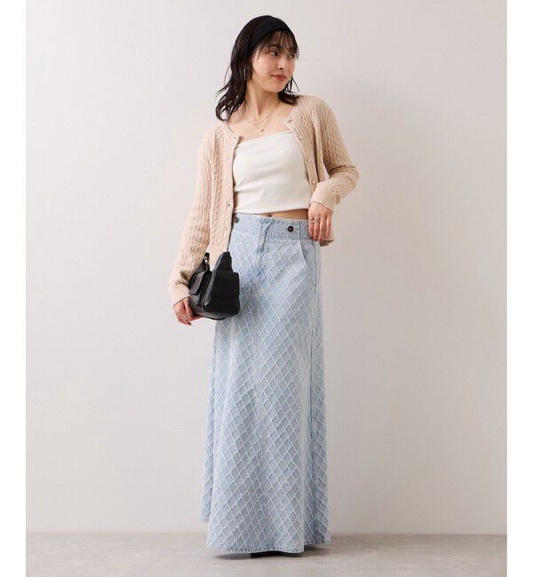 VIS「モールベロアケーブルカーディガントップス/イージーケア」|カーディガン|