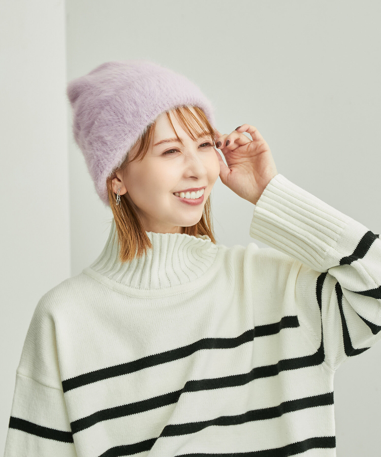 ROPE PICNIC PASSAGE「シャギーニットワッチ」|ニット帽|ラベンダー系(53)