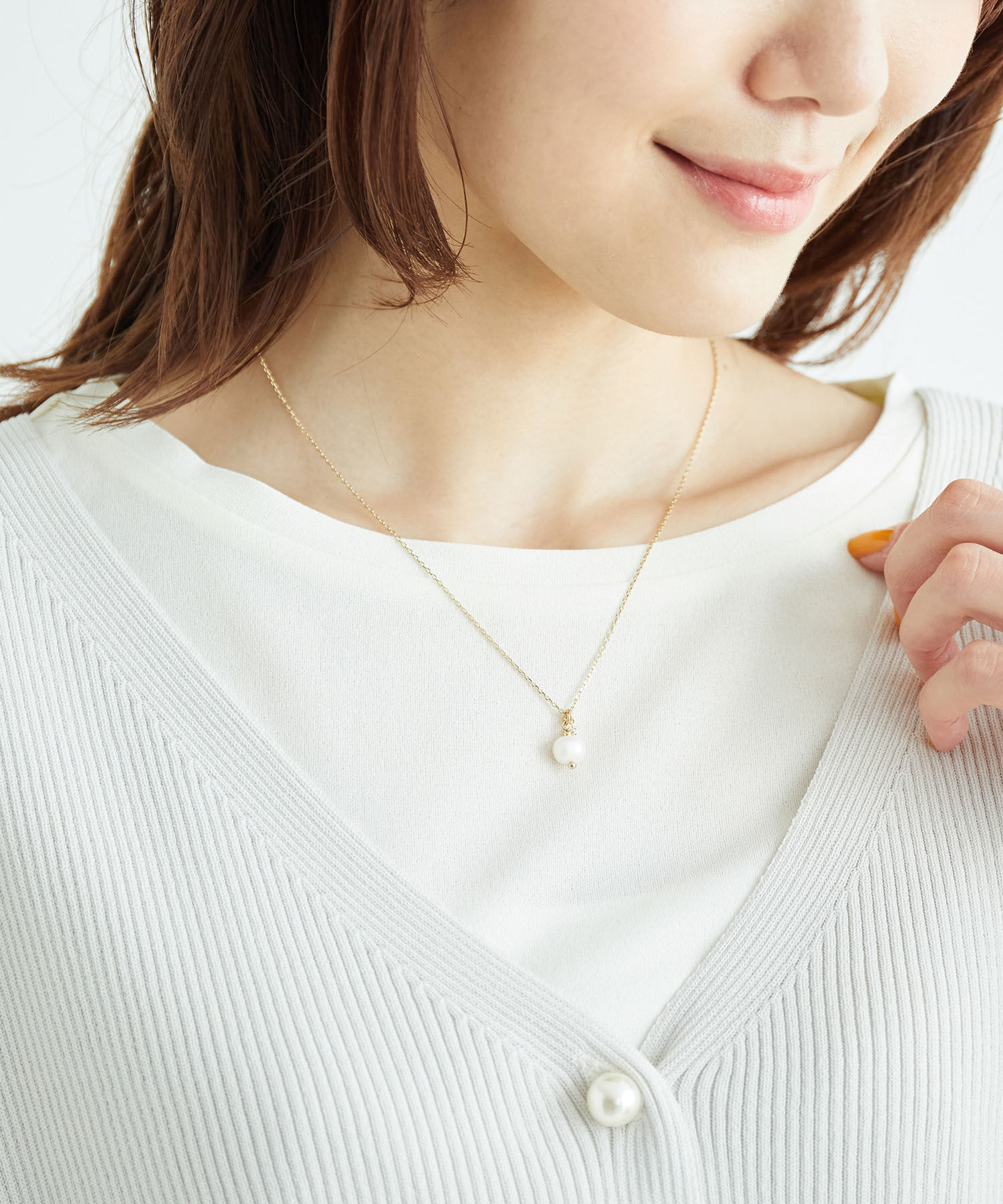 ROPE PICNIC PASSAGE「淡水パールトッププチペンダント」|ネックレス|ゴールド(90)