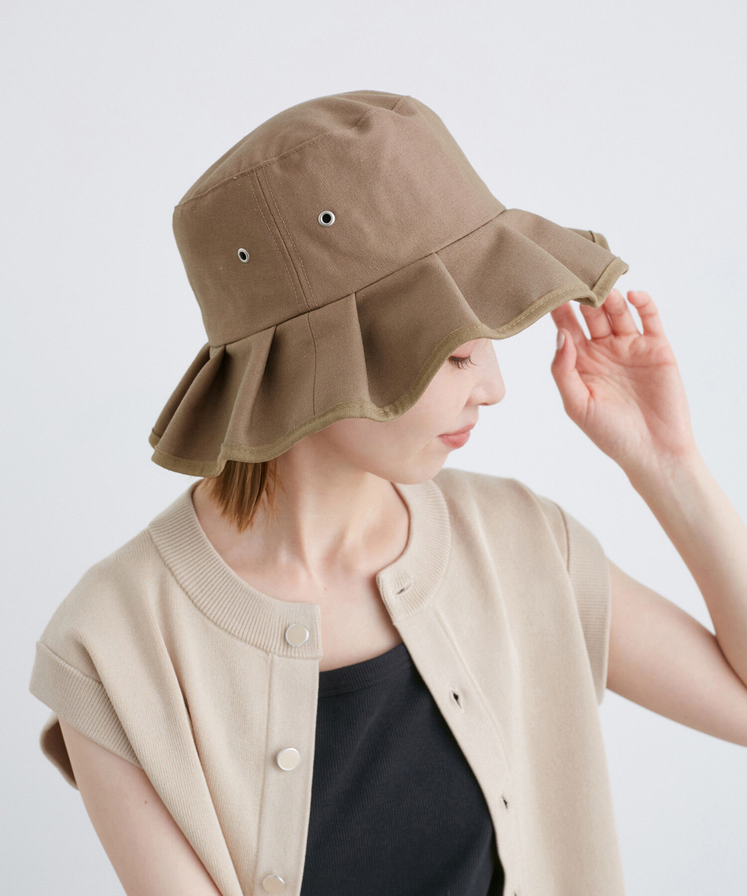 ROPE PICNIC PASSAGE「遮光麻混プリーツハット」|ハット|