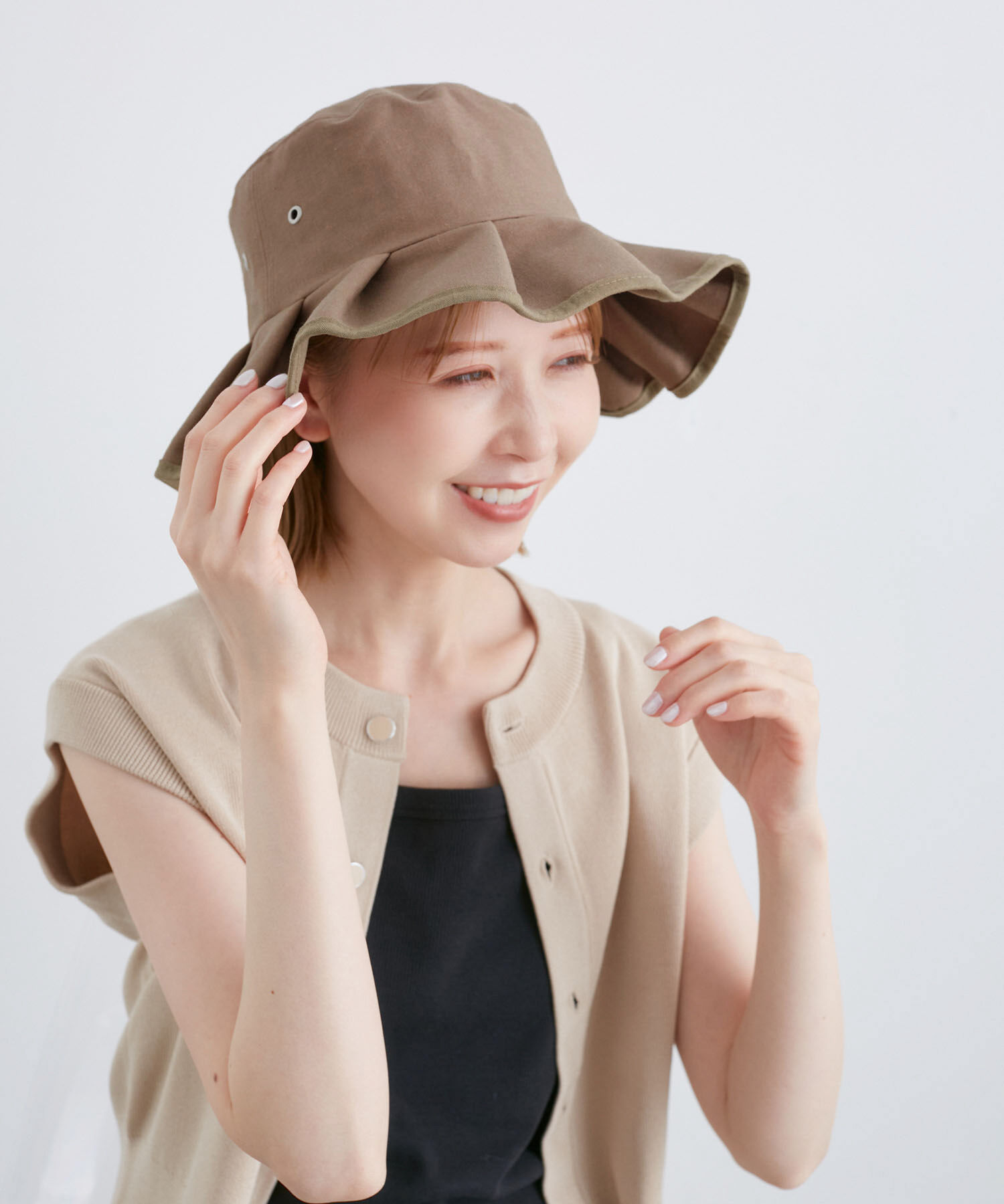 ROPE PICNIC PASSAGE「遮光麻混プリーツハット」|ハット|