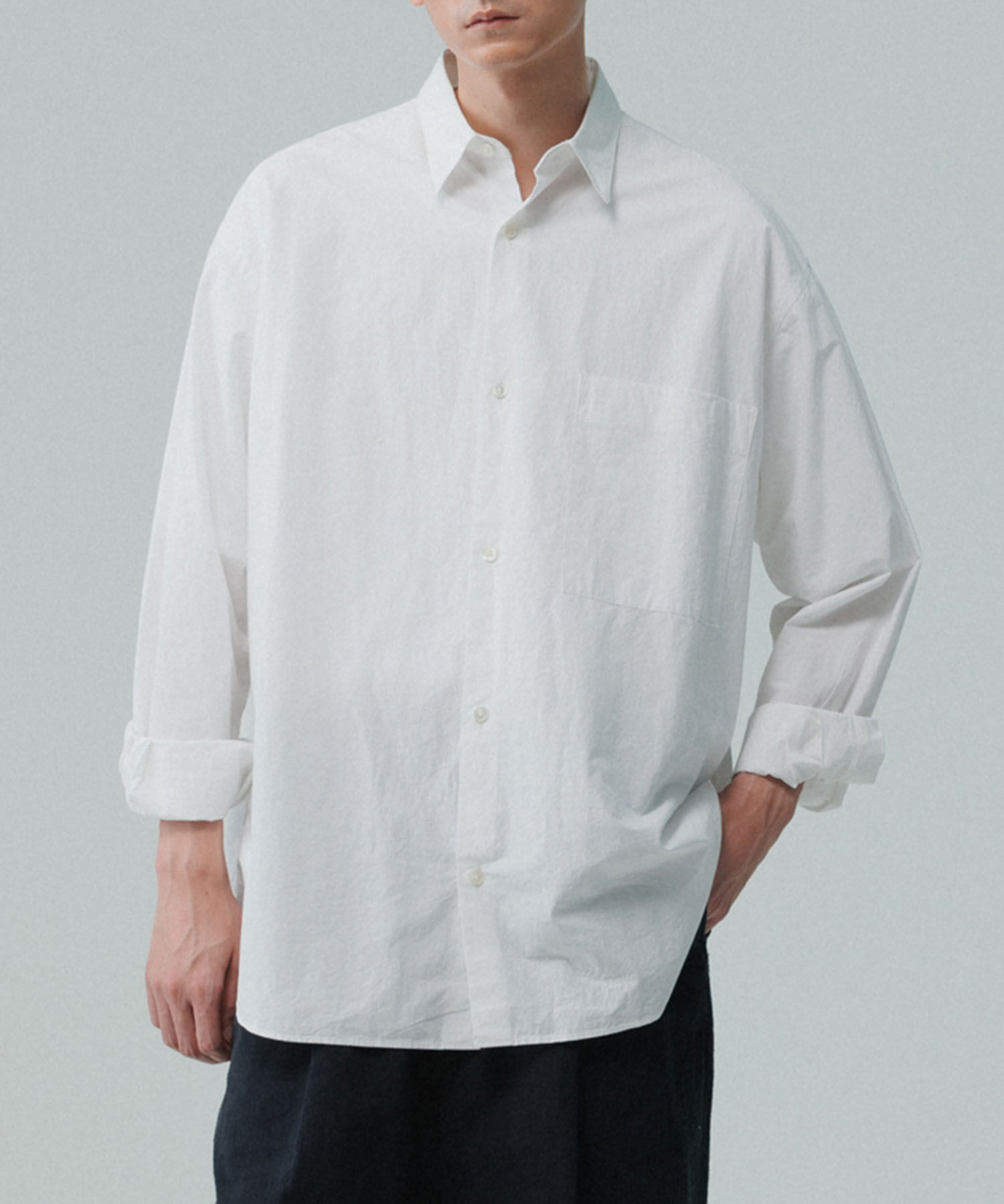 ADAM ET ROPE'「ビッグシルエット アソート レギュラーカラー シャツ / ロングシーズン着用可能」|シャツ・ブラウス|オフホワイト(15)