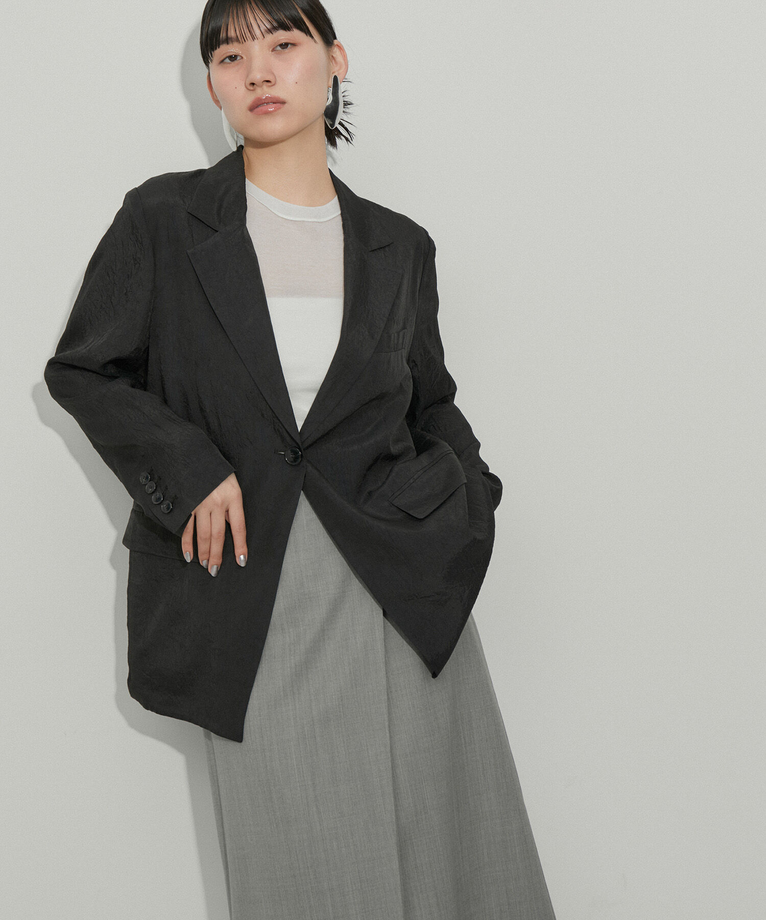 ADAM ET ROPE'「【サステナブル】ビンテージブライトテーラードジャケット」|テーラードジャケット|ブラック(01)