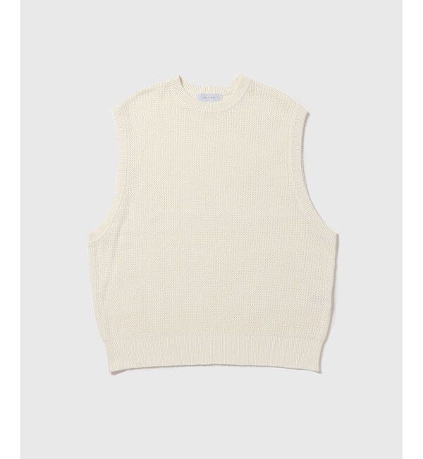 ADAM ET ROPE'「コットンリネン メッシュ編み ニットベスト / ロングシーズン着用可能」|ベスト・ジレ|オフホワイト(15)