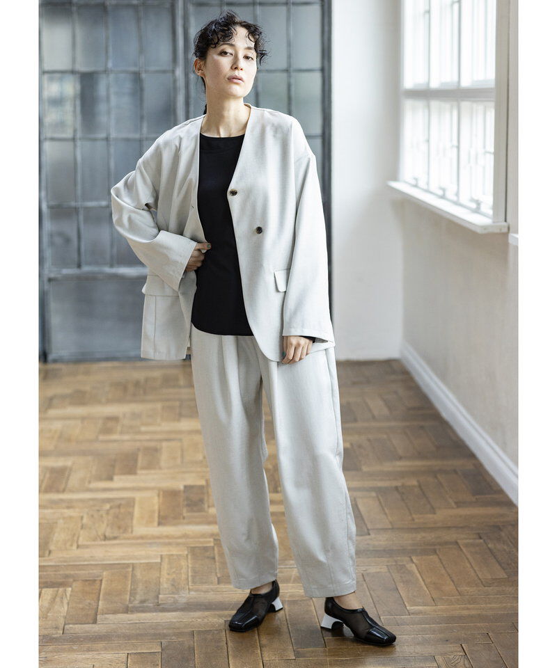  「ノーカラーアシンメトリージャケット」|ノーカラージャケット|