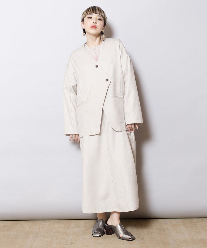  「ノーカラーアシンメトリージャケット」|ノーカラージャケット|