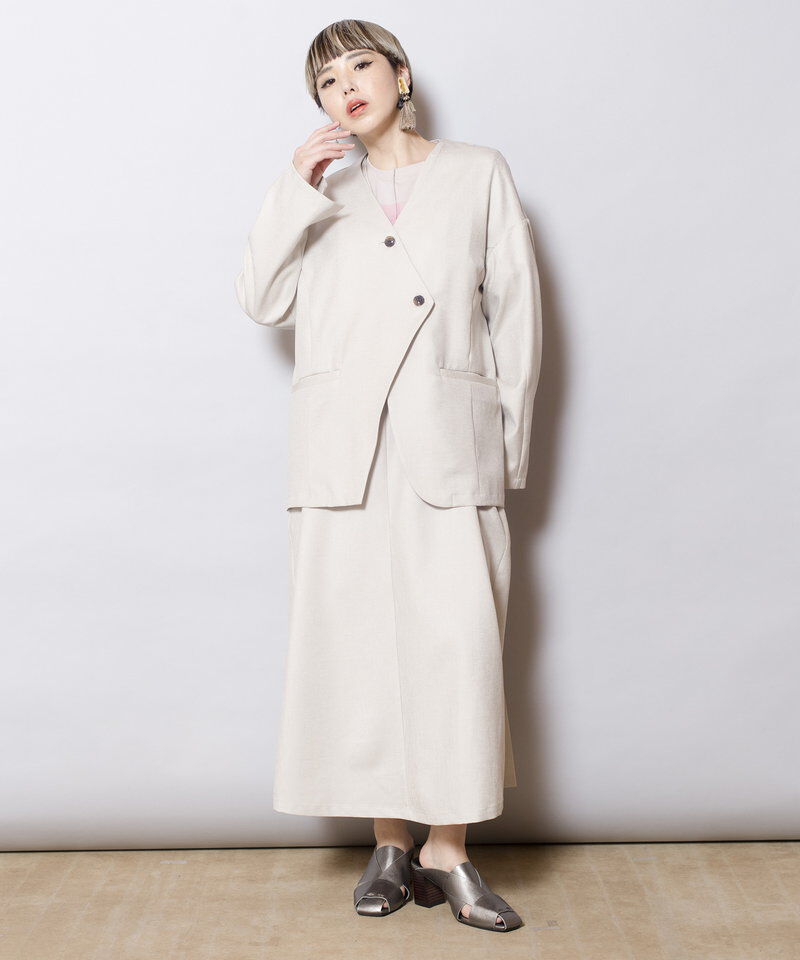  「ノーカラーアシンメトリージャケット」|ノーカラージャケット|