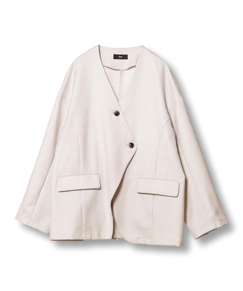  「ノーカラーアシンメトリージャケット」|ノーカラージャケット|