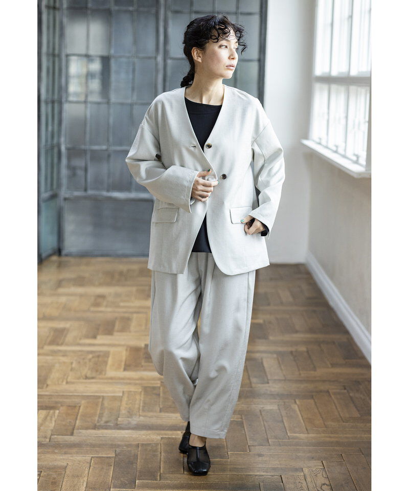  「ノーカラーアシンメトリージャケット」|ノーカラージャケット|