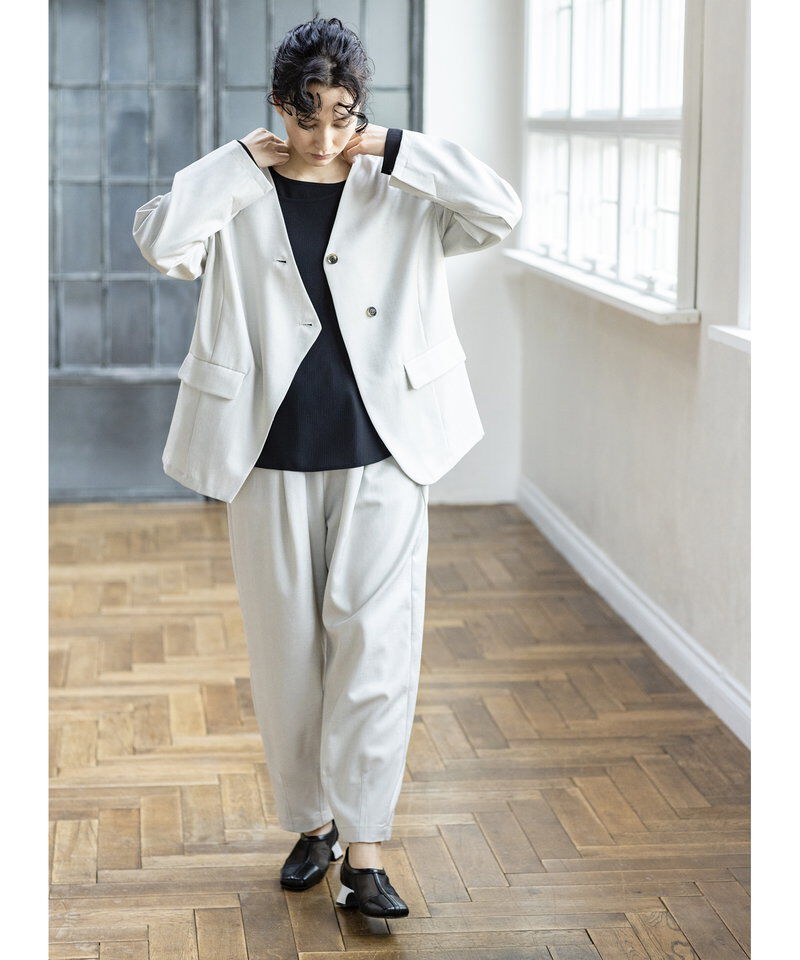  「ノーカラーアシンメトリージャケット」|ノーカラージャケット|