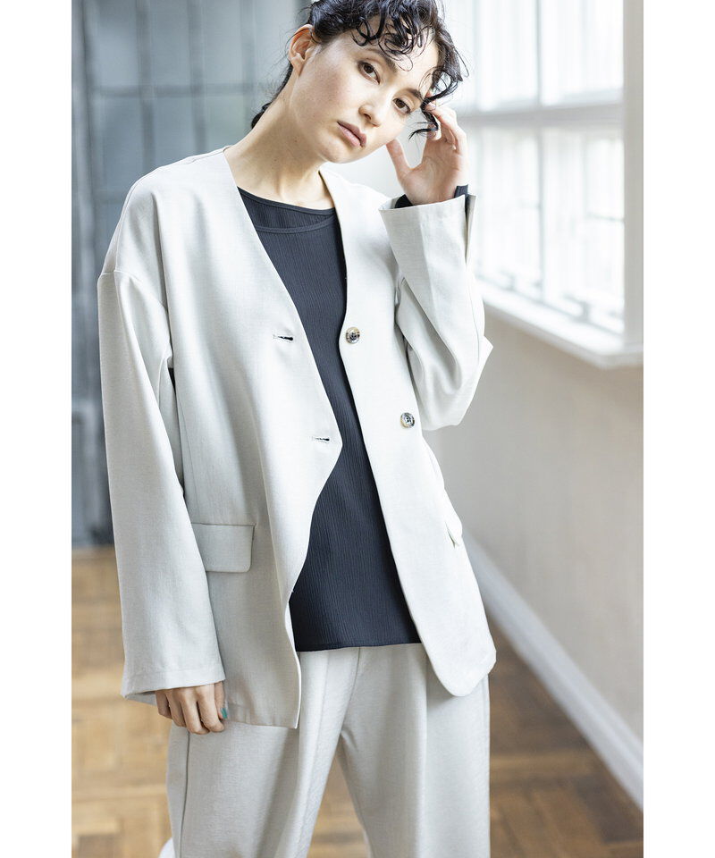  「ノーカラーアシンメトリージャケット」|ノーカラージャケット|
