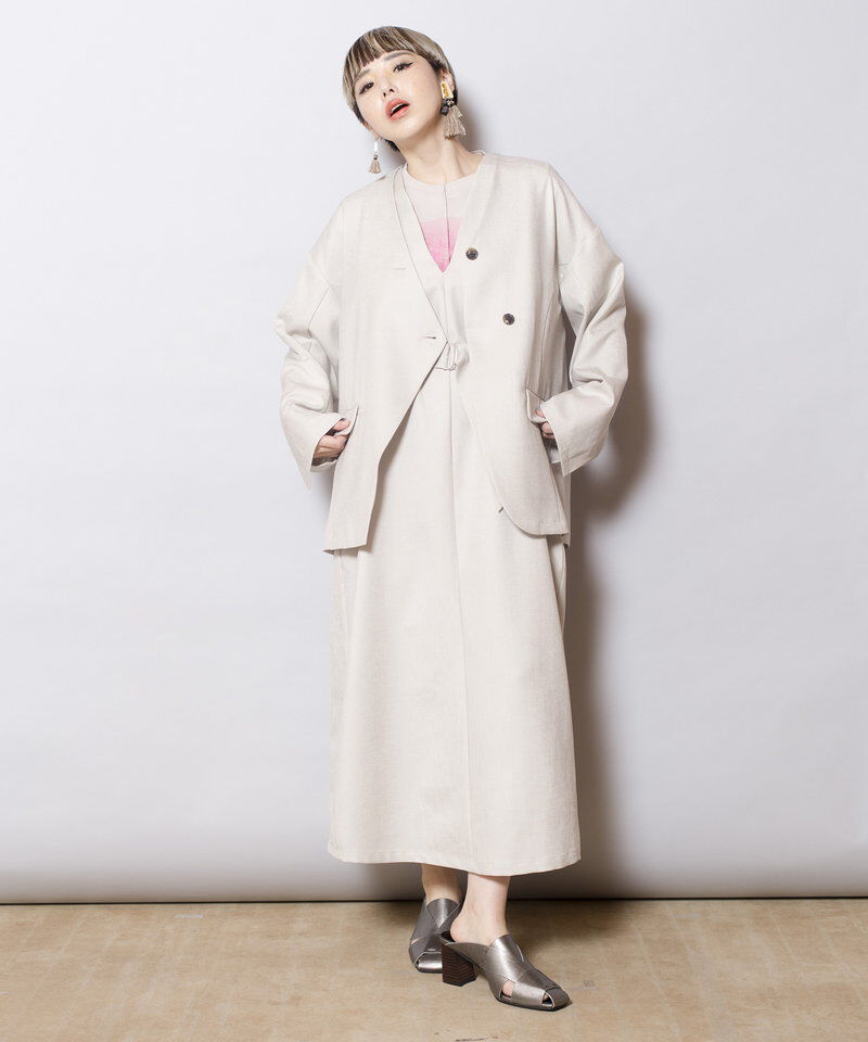 「ノーカラーアシンメトリージャケット」|ノーカラージャケット|