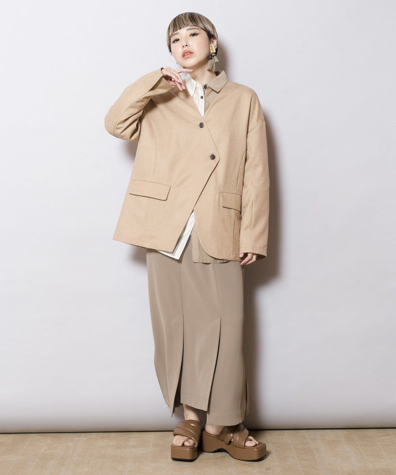  「ノーカラーアシンメトリージャケット」|ノーカラージャケット|