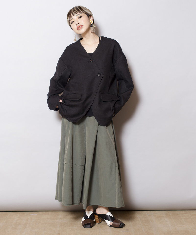  「ノーカラーアシンメトリージャケット」|ノーカラージャケット|