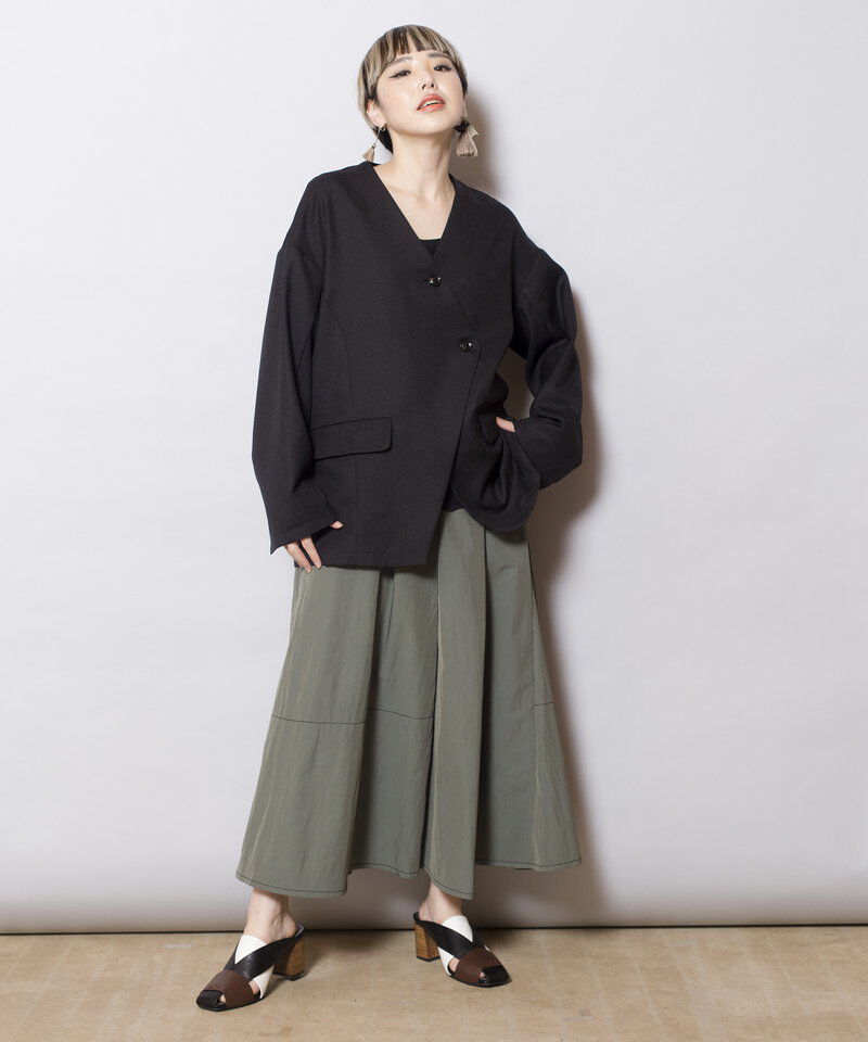  「ノーカラーアシンメトリージャケット」|ノーカラージャケット|