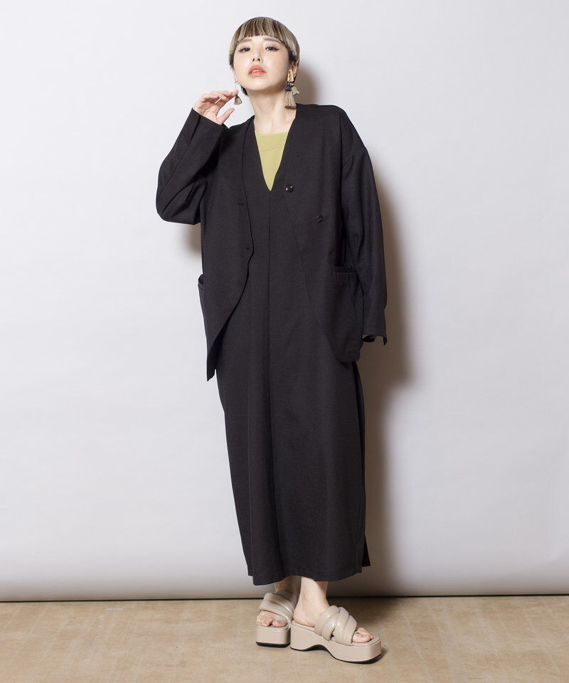  「ノーカラーアシンメトリージャケット」|ノーカラージャケット|