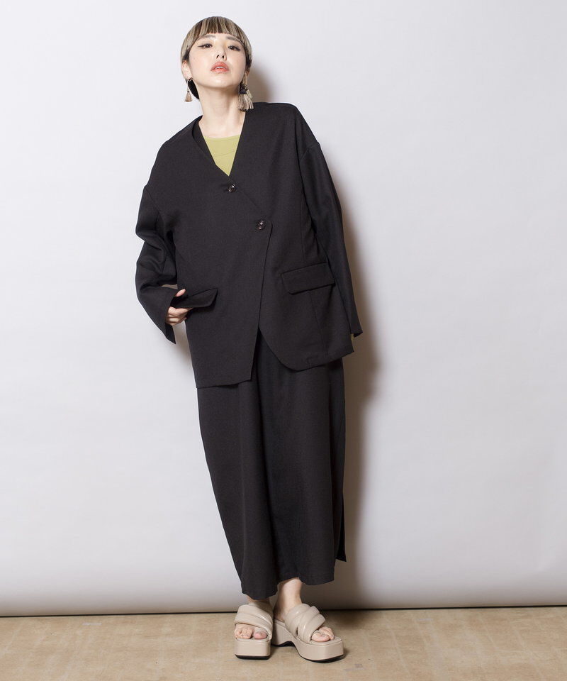  「ノーカラーアシンメトリージャケット」|ノーカラージャケット|