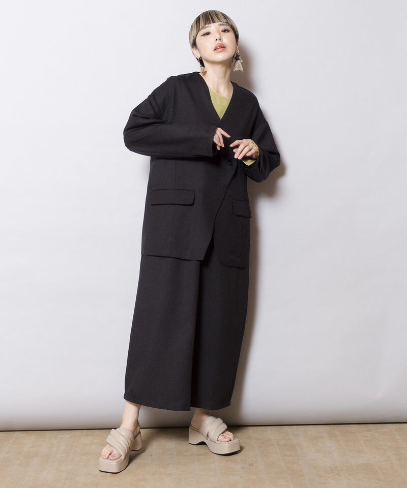  「ノーカラーアシンメトリージャケット」|ノーカラージャケット|