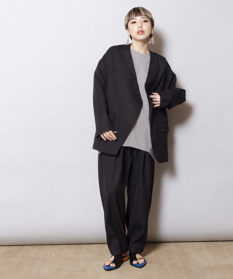  「ノーカラーアシンメトリージャケット」|ノーカラージャケット|