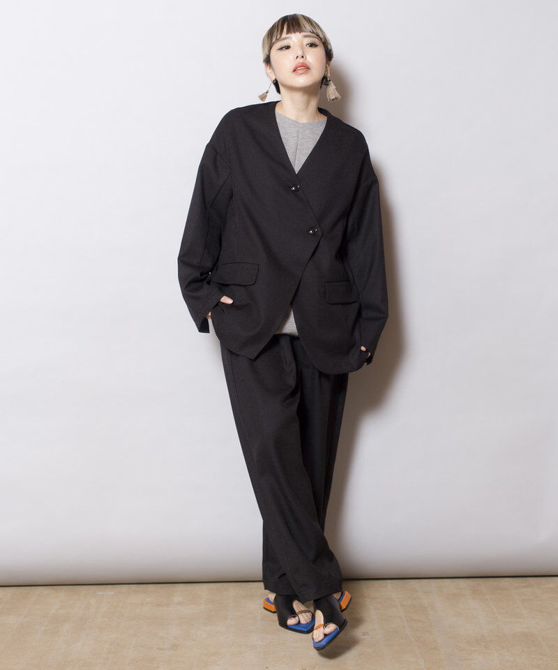  「ノーカラーアシンメトリージャケット」|ノーカラージャケット|