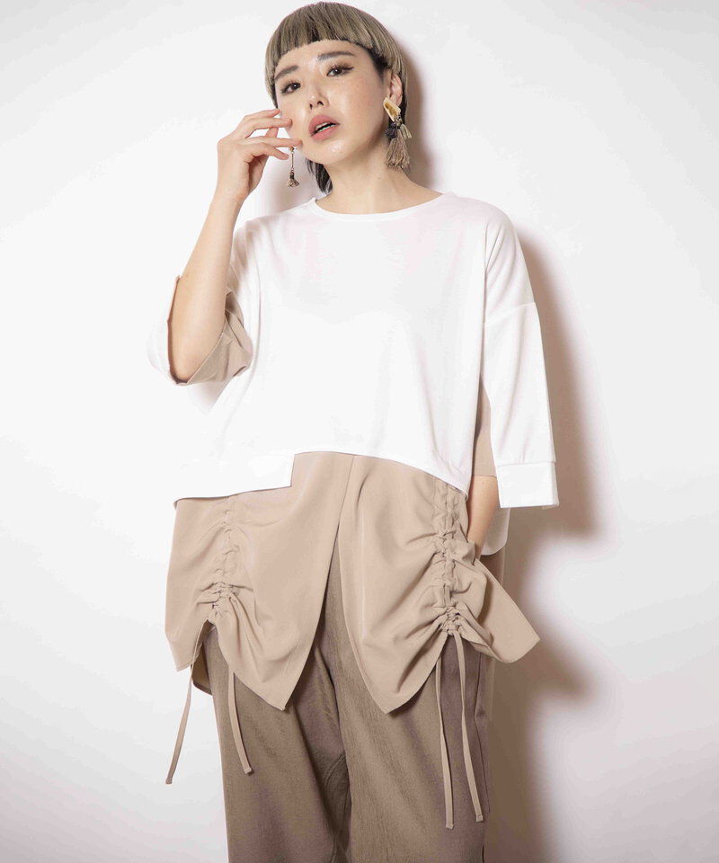  「切替ドローストリングプルオーバー」|Tシャツ・カットソー|