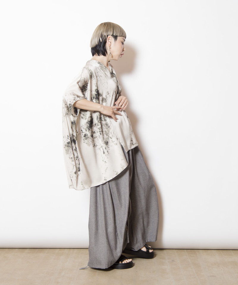  「プリントVネックビッグブラウス」|シャツ・ブラウス|