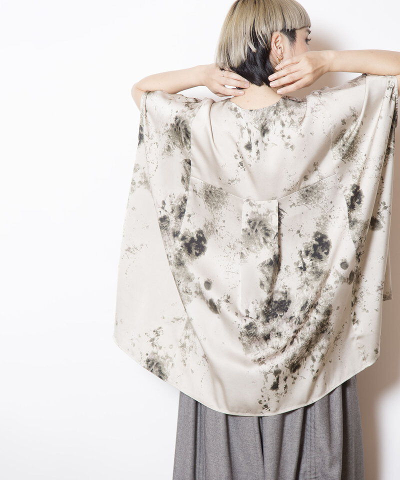  「プリントVネックビッグブラウス」|シャツ・ブラウス|