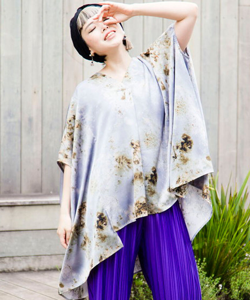  「プリントVネックビッグブラウス」|シャツ・ブラウス|L .BLUE