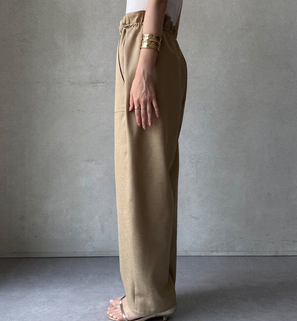  「【WEB限定】 麻調シャイニーイージーパンツ」|チノ|