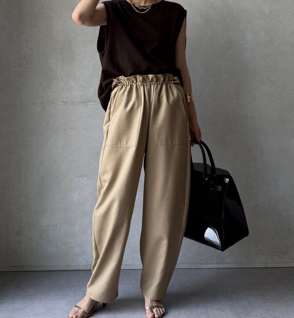  「【WEB限定】 麻調シャイニーイージーパンツ」|チノ|