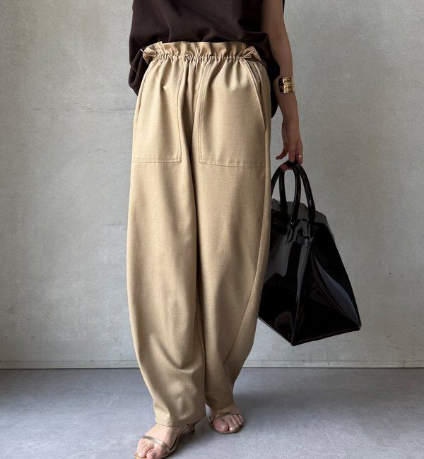  「【WEB限定】 麻調シャイニーイージーパンツ」|チノ|