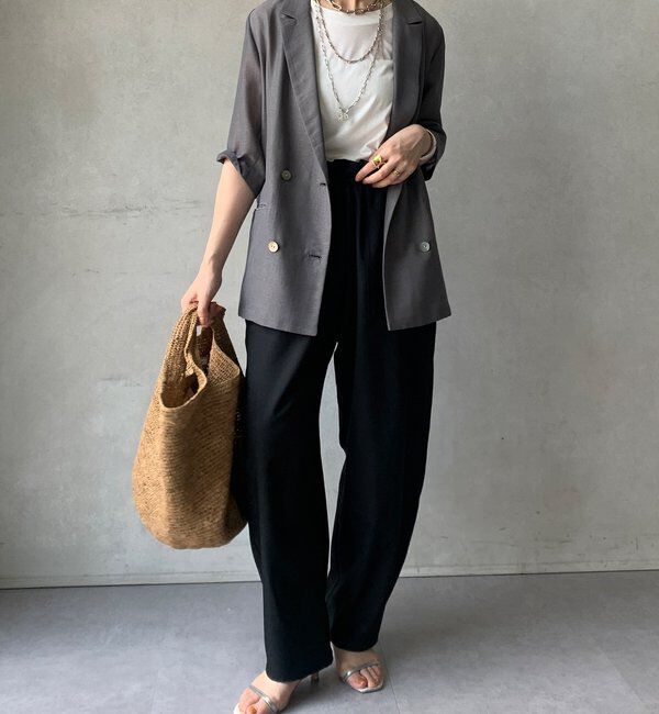  「【WEB限定】 麻調シャイニーイージーパンツ」|チノ|